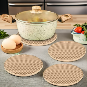 Lot de 5 tapis ronds en silicone pour micro-ondes, diamètre 600 mm, résistants à la chaleur, épaisseur 0,3 cm, multifonctionnels, protection anti-éclaboussures, dessous de plat, support de casserole - Product Image 2