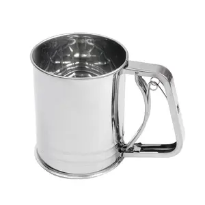 Bán Buôn Kích Thước Tùy Chỉnh Nhà Bếp Nướng Thép Không Gỉ Diy Hand Crank Bột Cup 2 Lớp 3 Ly Baking Bột Sàng