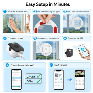 กล้องวงจรปิดติดหน้าต่างในอาคาร 2K แบบมีสาย รองรับ WiFi 2.4G&<span class=keywords><strong>5G</strong></span> ภาพสีคมชัดในเวลากลางคืน พร้อมระบบแจ้งเตือนการเคลื่อนไหว และเสียงสองทาง - Product Image 6