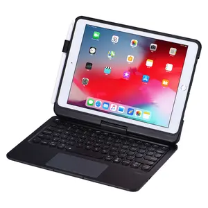 7 Warna Backlit Spin Nirkabel Touchpad Keyboard Case untuk iPad 10.2 10.5
