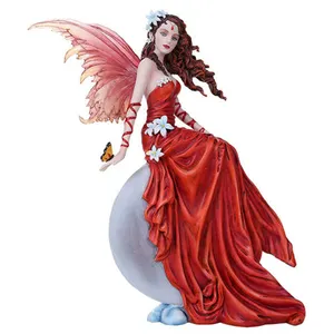 Beautiful Fairy Garden Figurine Fairies Decor Wholesale Crimson Lilly Polyresin Collectible Resin Home Decoration Europe
