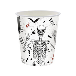 Kit de fournitures de fête jetables sur le thème de la squelette d'Halloween, assiettes, gobelets, serviettes, fourchettes, ensemble de vaisselle en papier - Product Image 5