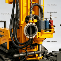 Sondeuse pneumatique sur chenilles série SDJ pour forage de puits d'eau, machine de forage DTH diesel pour roches dures, profondeur 180m-700m