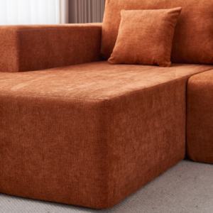 Sofá modular seccional, no requiere montaje, sofá convertible de forma moderna, sofá en forma de V para sala de estar, dormitorio, oficina, marrón - Product Image 6