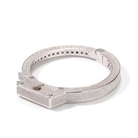 Bracelet Punk Hip Hop pour hommes, Bracelet en forme de menottes, bijoux de mode, Bracelets de Couple remplis de pierres Cz, plaqué or