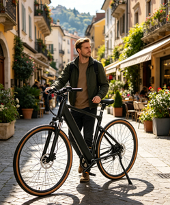 Vélo électrique pas cher pour adultes, vélo de route électrique, batterie 36V10.4AH, 250W, microshift, vélo de ville sans garde-boue, porte-bagages arrière, <span class=keywords><strong>vitesse</strong></span> maximale de 25 km/h - Product Image 1