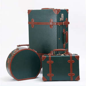 MGOB Ensemble de bagages vintage personnalisés Vert avec trousse de maquillage Spinner Silent Wheels Sacs de voyage <span class=keywords><strong>Valise</strong></span> Set <span class=keywords><strong>2</strong></span> Pcs <span class=keywords><strong>Cabine</strong></span> Bagages - Product Image 1