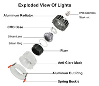 Imperméable IP65 COB LED Downlights 7W 9W 12W rond Anti-buée Spot Lights toilette Sauna salle de bain encastré LED Downlight