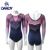 DANDY professionnel manches longues compétition gymnastique justaucorps filles personnalisé vos propres justaucorps en nylon