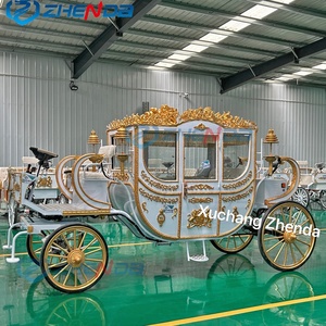 Calèche royale blanche de luxe, nouveau style, avec 4 roues en acier, pour les visites touristiques, les mariages, les charrettes tirées par des chevaux, les carrosses, les charrettes à chevaux - Product Image 4