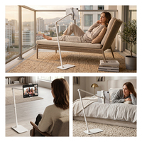Support universel pour tablette et téléphone en aluminium, angle réglable, rotation à 360 degrés, support de sol avec bras long de haute qualité pour lit et bureau