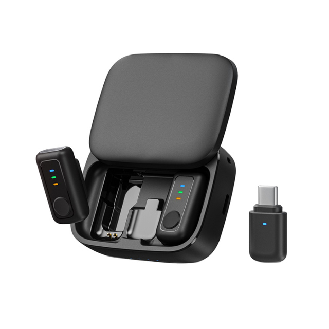 A1 Wireless Magnetic Lapel Microphone 2.4GHz ANC Noise Reduction 80m Range Type-C for Mobile Phone Live Streaming Vlog