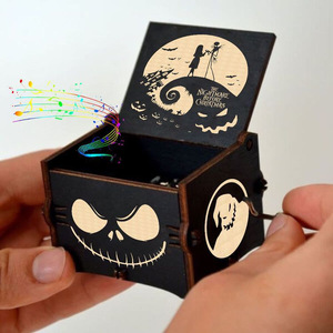 DAMAI Melody This Is Halloween Decoración para el Hogar Caja Musical de Madera Grabada con Diseño de Halloween Regalo para Niños y Niñas San Valentín Navidad - Product Image 1
