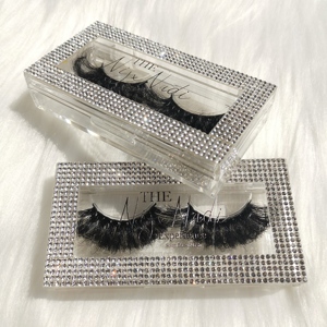 Boîte d'emballage pour cils cosmétiques en gros, faite à la main, super volumineuse, courbure D, 25 mm, cils en bande, cheveux humains, fournisseurs de cils 3D - Product Image 5