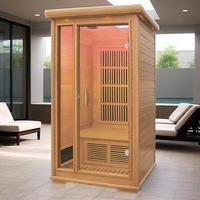 Sauna Infrarroja Portátil para 1 Persona SS-100C con Madera de Cedro Rojo y Madera de Hemlock Canadiense, Bañera de Madera para Sauna, Sauna de Leña