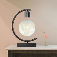 Lampe de table 3D en forme de lune à lévitation magnétique, chargeur sans fil, veilleuse avec haut-parleur Bluetooth, chargeur rapide 18W pour chambre à coucher, bureau