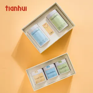 Caja de papel de ventana transparente Tianhui con latas herméticas para juegos de embalaje de regalo de polvo de granos de café