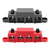 250A 12V Bus Bar M8 Bloc de distribution d'alimentation 4 goujons Bloc de jonction Automobile Marine Batterie Busbar Bornier avec couvercle
