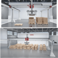 Robot mobile robuste emballage palettisation travail grande surface haute précision 800N 12500N Gudel 3 axes portique axe linéaire Chine