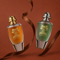 Flacon de parfum en verre ovale conique vide de 100 ml, avec bouchon doré, personnalisable avec logo, et boîte d'emballage – Vente en gros à chaud