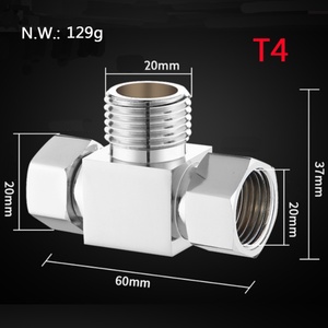 Válvula desviadora de 3 vías T4 de latón macizo G1/2 para ducha, adaptador en T para cabezal de ducha de baño, conexión de manguera, adaptador desviador de agua - Product Image 2