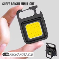 Mini lampe torche LED portable à clé multifonctionnelle COB, lampe de travail rechargeable par USB, aimant puissant, lanterne de camping en plein air