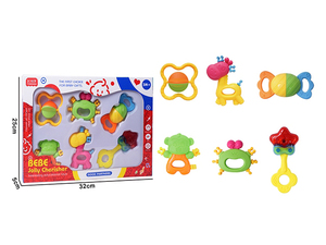 Nouveau-né infantile Silicone doux bébé cloche formation brosse à dents molaire <span class=keywords><strong>dent</strong></span> mâcher <span class=keywords><strong>hochet</strong></span> secouer anneau de dentition morsure bébé <span class=keywords><strong>hochet</strong></span> jouets 6 pièces enfants - Product Image 4