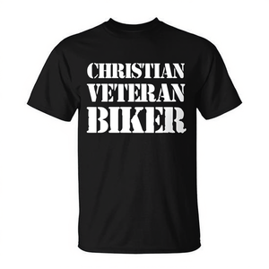 Christian Veteran <b>Biker</b> T-Shirt Black Unisex Adult Medium Crew Neck Short Sleeve Silk Screen Printed Church Religious <b>Gifts</b> - Product Image 2