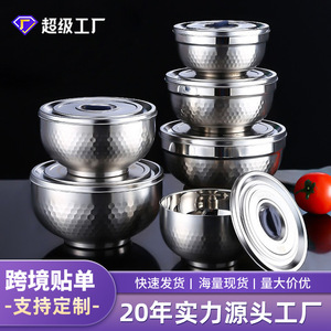 304 Stainless Steel Covered Bowl Sealed Round Food Storage Bowl For Fridge Freshness Preservation - Product Image 3