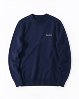 Pull en laine blanche pour homme, anti-rétrécissement, respirant, avec logo frontal, col rond, manches longues, bas côtelé, pour l'hiver