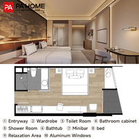 Meubles d'hôtel modernes PA, ensemble de chambre à coucher 5 étoiles, collection complète pour chambre d'hôtes