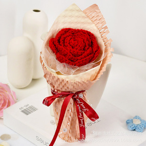 Bó hoa nhỏ <span class=keywords><strong>handmade</strong></span> móc len hình hoa hồng hướng dương, trang trí cầm tay sáng tạo nhân ngày của mẹ, hoa giả - Product Image 3