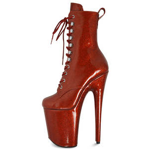 Extreme Glitter 8 "Plataforma Tacón <span class=keywords><strong>Botines</strong></span> 20cm Brillante Patente Cordones Front Pole Dance Shoes - Product Image 1