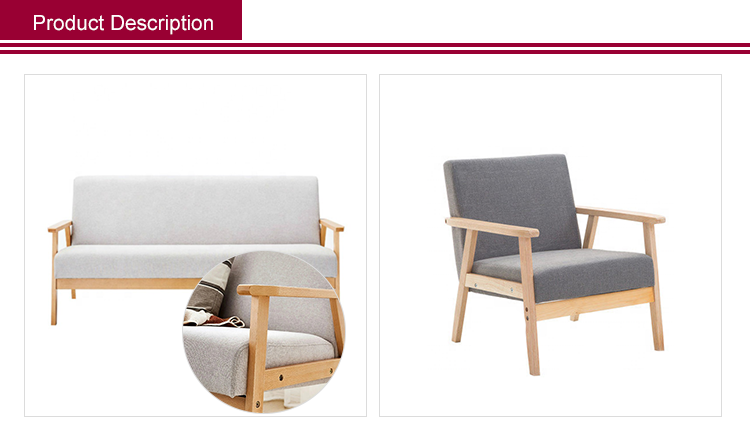 Wholesale Cheap Upholstered Wooden Dining Room Armchair Linen Chair Sofa Set Furniture For Living Room
