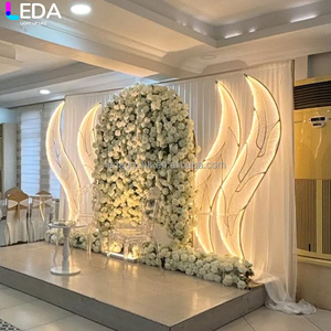 LEDA Modern Luxury Events Metal <b>Backdrop</b> Leaf-shaped <b>Backdrop</b> LED Composite Background Arch for Wedding - Product Image 4