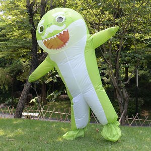 Costume gonflable de requin vert à grande bouche pour adulte, idéal pour les spectacles sur scène, déguisement amusant pour la famille, vêtements gonflables de requin - Product Image 1