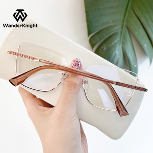 Gafas de Moda 2025, Gafas de Metal con Logotipo Personalizado de Lujo, Montura Óptica Semimontura, Gafas con Bloqueo de Luz Azul, Monturas Ópticas - Product Image 3