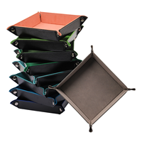 Plateau à dés pliable en cuir PU carré pour jeux de table DND RPG, plateau de jeu portable avec bouton-pression et rangement