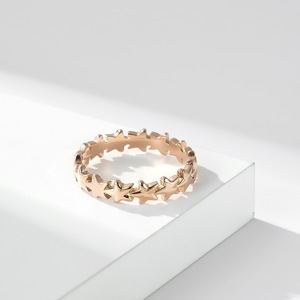 Star <b>Titanium</b> Steel <b>Ring</b> For Women Rose Gold <b>Black</b> Gold Silver Stackable Wedding Jewelry Gift - Product Image 4