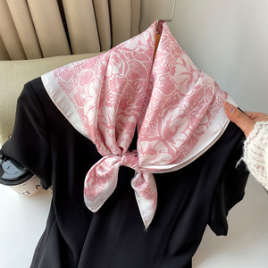 Sciarpa Quadrata di Lusso con Stampa Floreale per Donne, Morbido Foulard in Raso, <span class=keywords><strong>Fascia</strong></span> per <span class=keywords><strong>Capelli</strong></span>, Nastro per Acconciature, <span class=keywords><strong>Bandana</strong></span> - Product Image 3