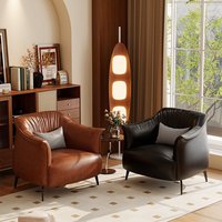 Fauteuil de loisirs ergonomique et durable pour une personne, style rétro, en cuir haut de gamme, pour la maison, la chambre, le salon, la réception d'hôtel
