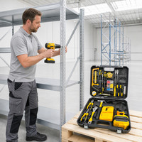 Kit combiné perceuse sans fil à moteur à balais 108 pièces, ensemble d'outils électriques 21V avec batterie 4000mAh pour atelier