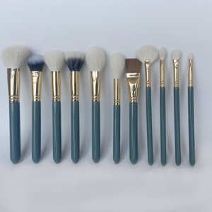 Luxury 11pcs Goat Synthetic Hair Makeup Brush Set Copper Ferrule Wood Handle Face Eye Powder <b>Blush</b> Eyeshadow Cosmetic Brushes - Product Image 2