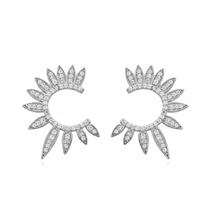 Half Round Of Wing White Zircon Stud Pendientes Turksih Venta al por mayor Hecho a mano 925 Joyas de plata esterlina - Product Image 2