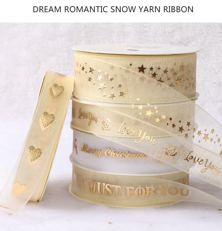 Valentines Ribbon ChiffonJust for You for Wedding Event Party Baking Bouquet Bow Card Gifts Box Packaging Decoration