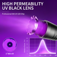 Lampe torche UV professionnelle 365 nm avec filtre noir, en aluminium, pour l'évaluation de bijoux, la détection de fuites d'huile et le test d'agents fluorescents