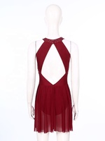 Costume de danse lyrique pour femmes personnalisé strass froncé maille ballet contemporain Costumes de danse moderne
