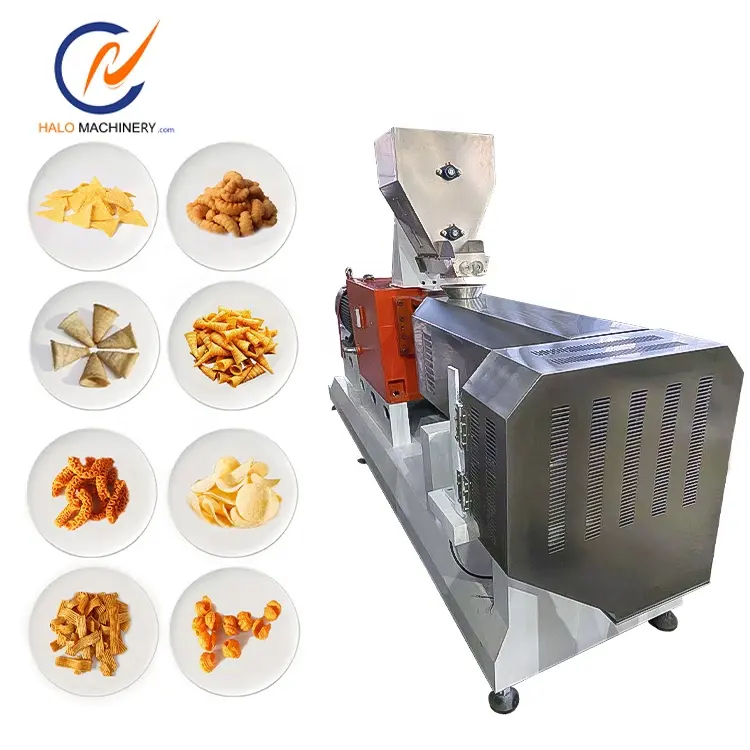 Fornecimento de fábrica Jinan Halo Máquina de lanches de batatas fritas Máquina de fazer batatas fritas de milho em pequena escala com estoque adequado