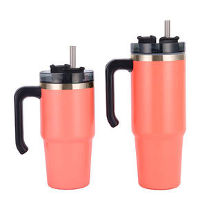 Vaso térmico de acero inoxidable de 20 oz con tapa y pajita, taza de café con aislamiento al vacío de doble pared. - Product Image 2