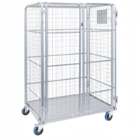 Chariot logistique OEM ALLWORLD CH05102 robuste à quatre roues, avec cage en fil d'acier, capacité 500 kg, dimensions 800*600*1700, revêtement poudré